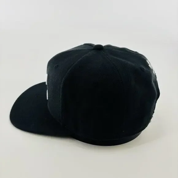 ADIDAS Men's Original White Trefoil Chain Logo Black Snapback Hat Cap One Size - Picture 3 of 8